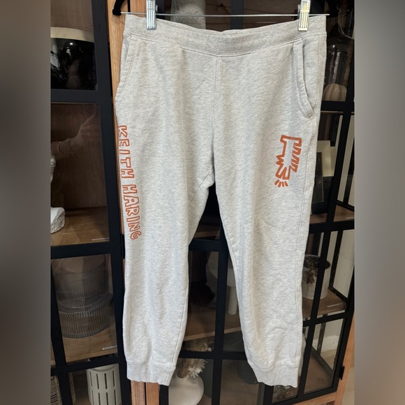 SPRZ NY x Keith Haring sweatpants joggers embroidered new york heather gray - Picture 1 of 7